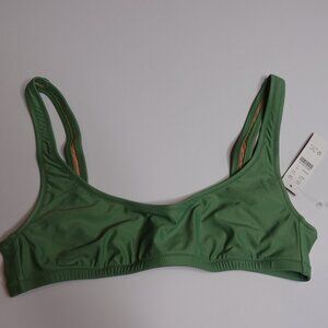 J CREW Bikini Top scoop neck Green Women's size S nwt